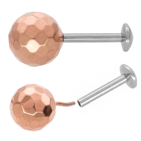 ピアス 20G 18G 16G つけっぱなしにおすすめ 槌目ミラーボールプッシュ