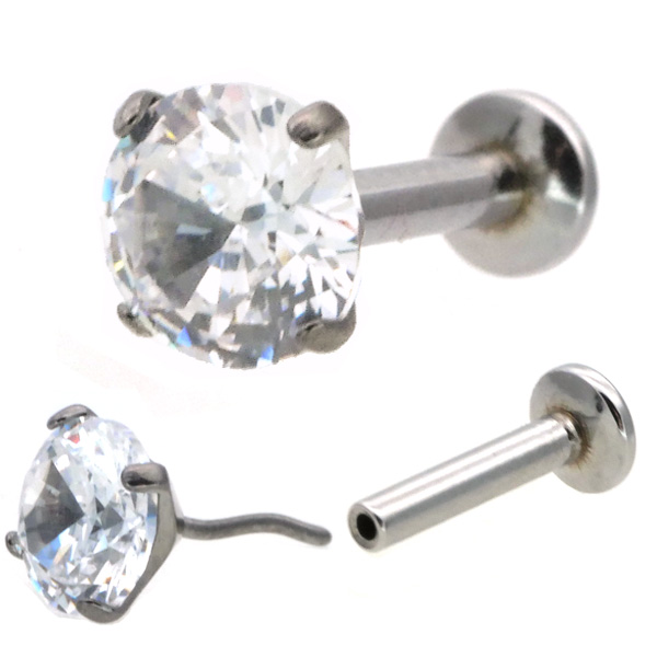 ピアス 20G 18G 16G つけっぱなしにおすすめ プッシュピン立爪ジュエル