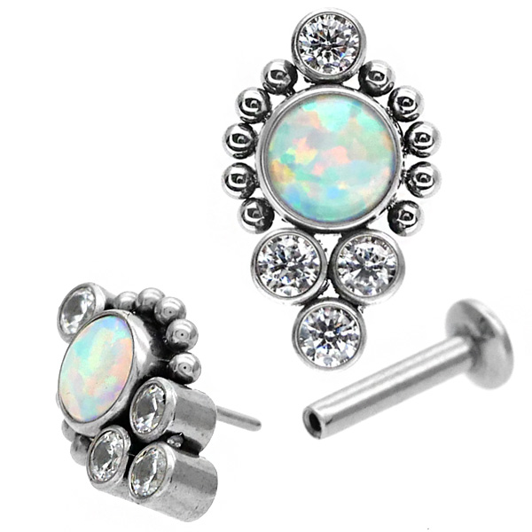 ピアス 20G 18G 16G つけっぱなしにおすすめ オパールクラスター