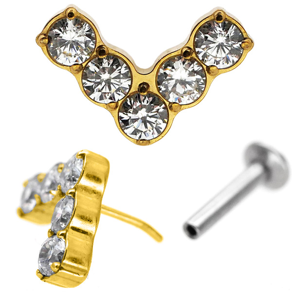 ピアス 20G 18G 16G つけっぱなしにおすすめ V字ジュエルプッシュピン