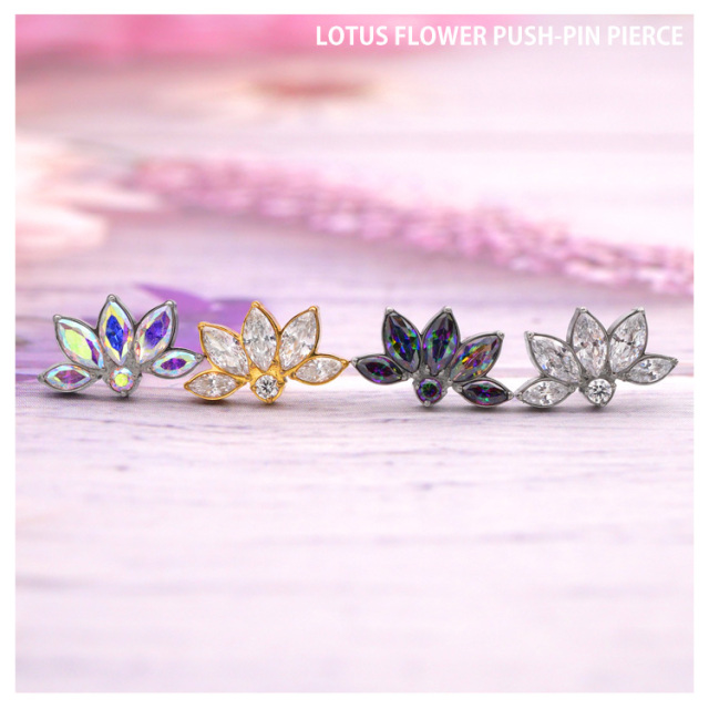 ピアス 20G 18G 16G つけっぱなしにおすすめ 蓮の花ロータス