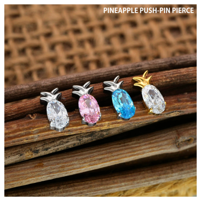ピアス 20G 18G 16G つけっぱなしにおすすめ パイナップルプッシュピン