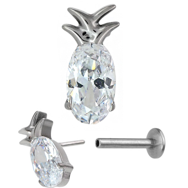 ピアス 20G 18G 16G つけっぱなしにおすすめ パイナップルプッシュピン