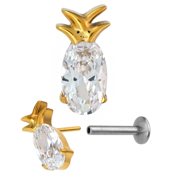 ピアス 20G 18G 16G つけっぱなしにおすすめ パイナップルプッシュピン