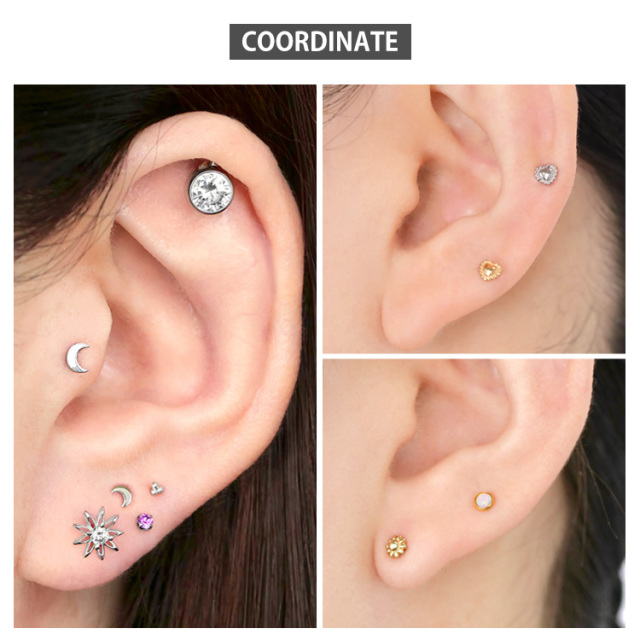 ネジ不要/摩擦でロック】つけっぱなしピアス ボディピアス 20G 18G 16G