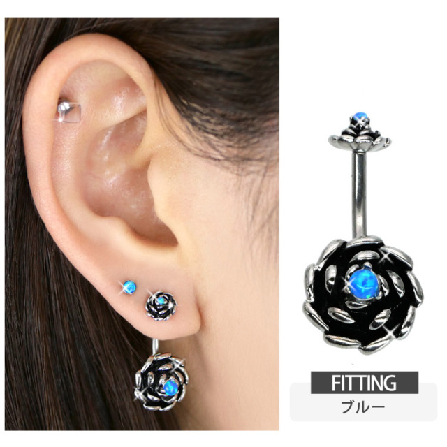 ボディピアス オパールビンテージフラワーネイブル ボディーピアス