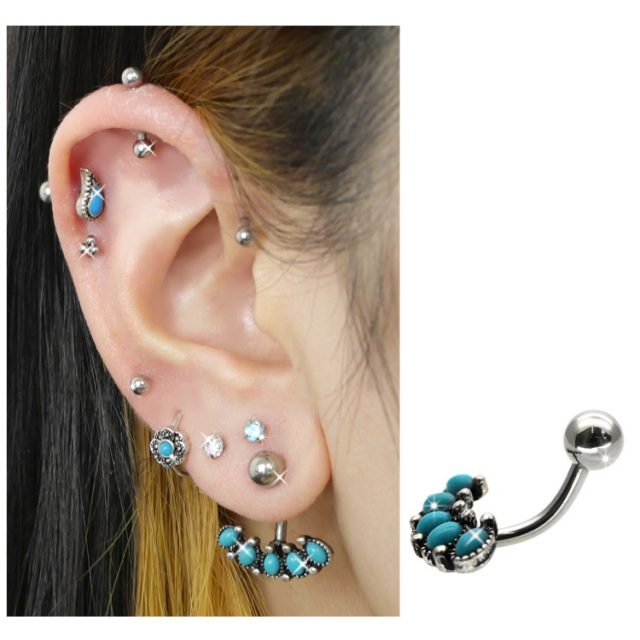 ボディピアス へそピアス ターコイズラインネイブル/14G ボディー