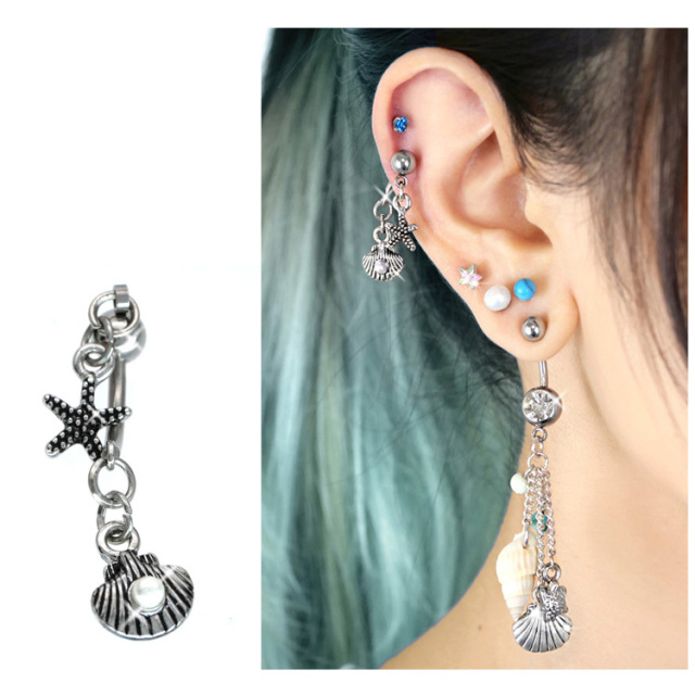 ボディピアス スターフィッシュ＆シェルネイブル/14G ボディー