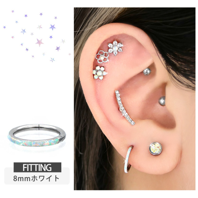 NEW レディース　ピアス　ピンクシェル 花型ピアス 8mm K18 b 14G 16G］ オーロラ キュービックジルコニアフラワー flower 花