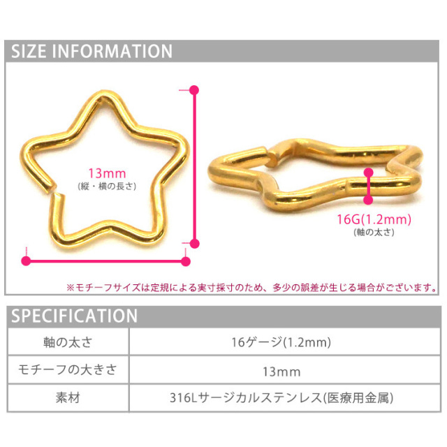 ボディピアス [Soeur de Nana] ひねって装着 アニースター/16G