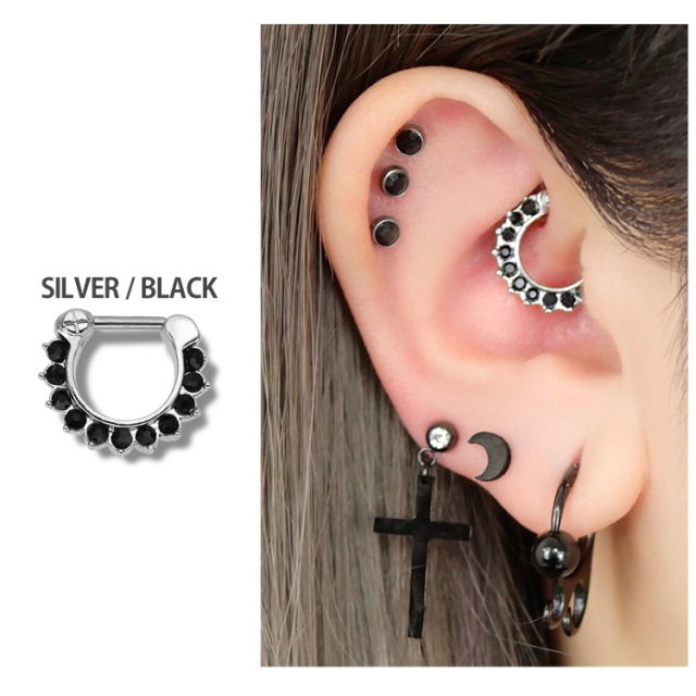 ボディピアス カチッと装着 ブリリアントソルリング/16G・14G ボディー