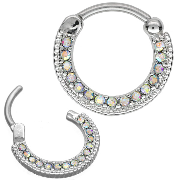 ボディピアス ラウンドパヴェジュエルリング/16G・14G ボディーピアス