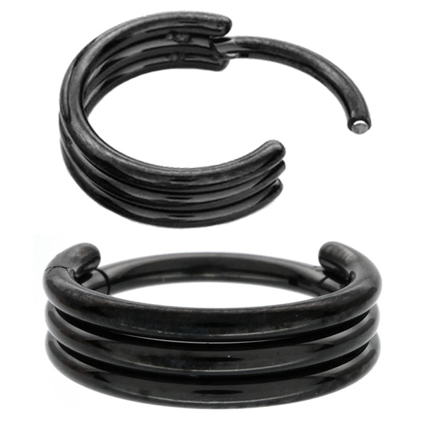 ボディピアス ワンタッチで装着 トリプルスタックリング/18G・16G