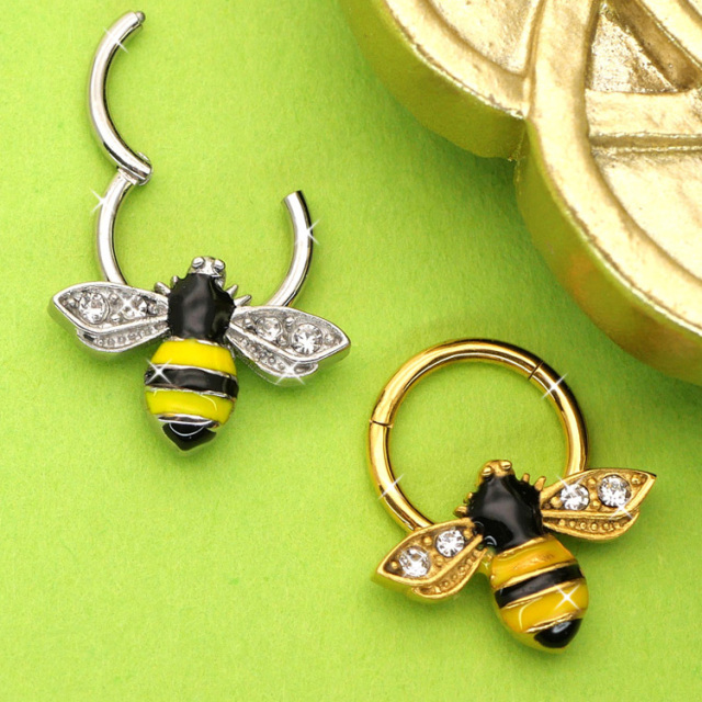 ボディピアス ワンタッチで装着 みつばちリング/16G ボディーピアス