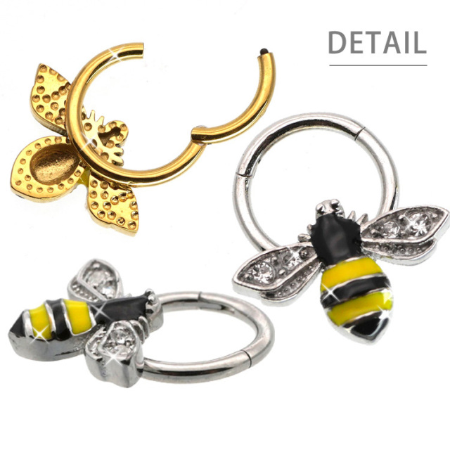 ボディピアス ワンタッチで装着 みつばちリング/16G ボディーピアス