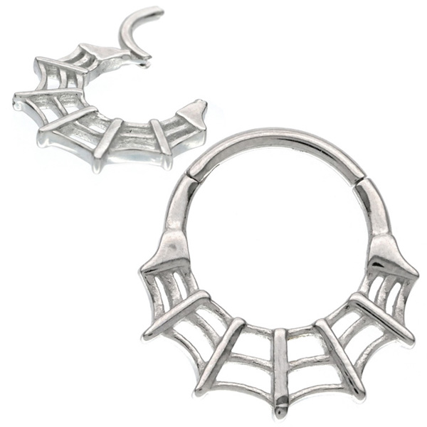 ボディピアス ワンタッチで装着 シンプルスパイダーウェブ 16G