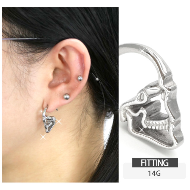 ボディピアス 透かしガイコツ スカルシャドウ/14G 12G 10G ボディー
