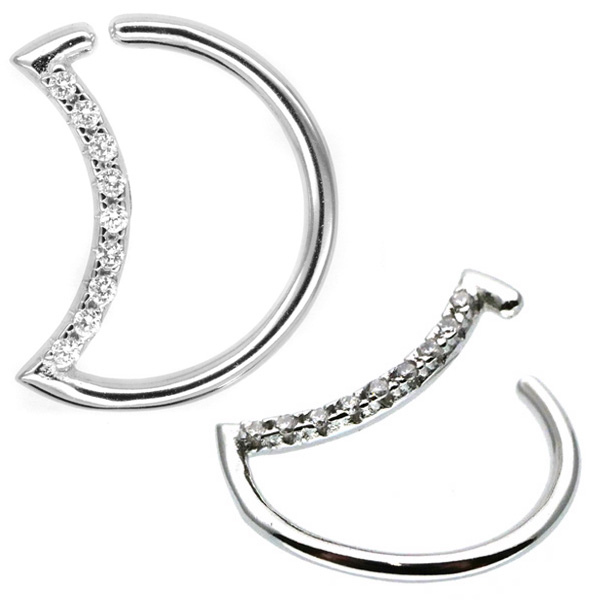 ピアス ムーンストーン プラチナ ヘリックス トラガス 片耳 メンズ