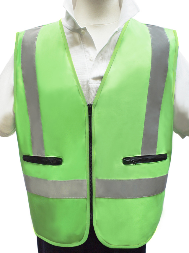 防犯パトロールベスト（蛍光タイプ　緑地×布反射テープ） Aタイプ