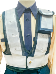 【社名入り】トランシーバー収納ポケット付きショート丈LEDベスト（テープ・メッシュ・LED色選択可）　10枚より