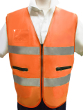 防犯パトロールベスト（蛍光タイプ　橙地×布反射テープ） Bタイプ