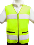 防犯パトロールベスト（レモン黄メッシュ×白テープ）