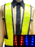 赤青2色切替型LEDベスト（紺メッシュ×黄テープ）