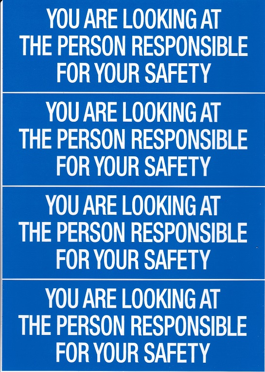 YOU ARE LOOKING AT THE PERSON RESPONSIBLE FOR YOUR SAFETY Decal