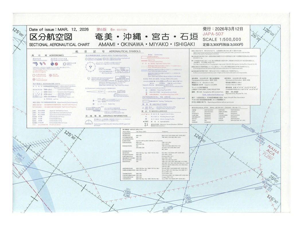 区分航空図 奄美・沖縄・宮古・石垣