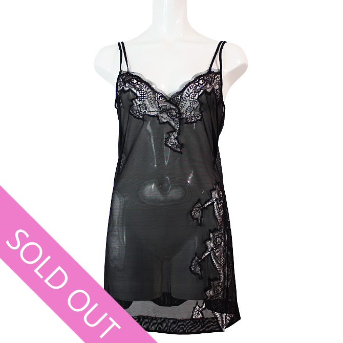 【COTTON CLUB】【コットンクラブ】 1QP　チュールスリップ　BLACK