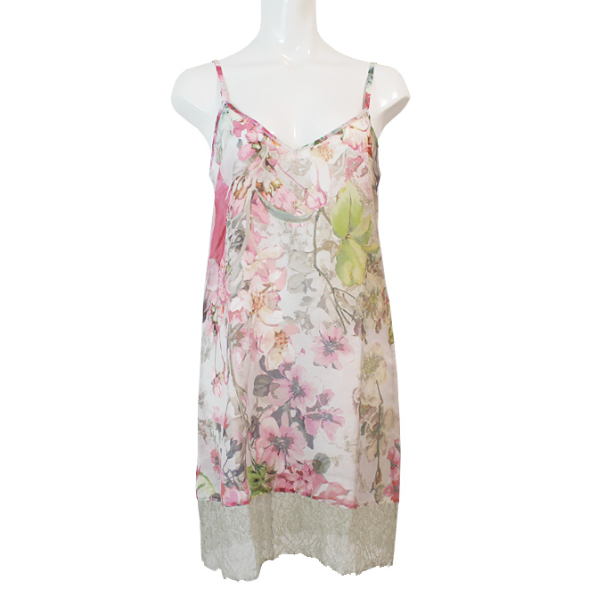 【Ritratti】【リトラッティ】67750 フラワープリント　コットンシルクスリップ　Gray