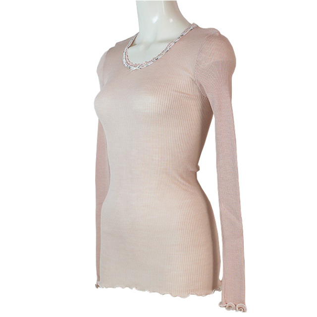 【Madiva】【マディバ】 LILI　シルク＆ウール　長袖トップ　SKIN（ピンク）