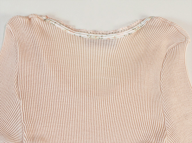 【Madiva】【マディバ】 LILI　シルク＆ウール　長袖トップ　SKIN（ピンク）