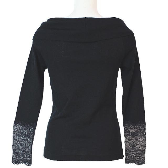 【Madiva】【マディバ】 LILI　シルク＆ウール　オフショルダー長袖トップ　BLACK