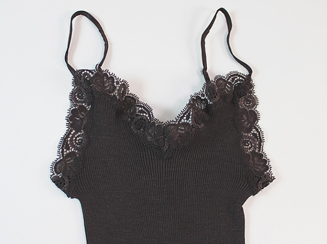 【Oscalito】【オスカリート】3408 シルクxウール レース付きキャミソール　Moka