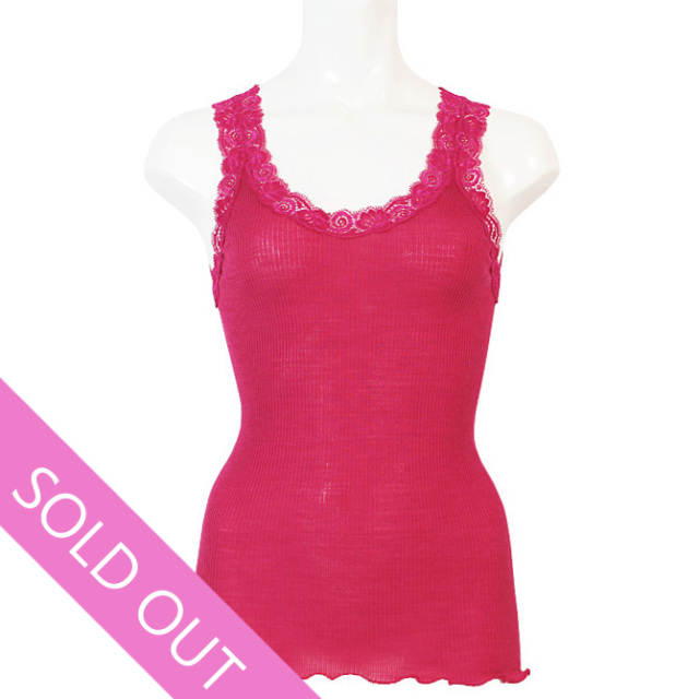 【Oscalito】【オスカリート】3410 シルクxウール レース付きタンクトップ　FUXIA