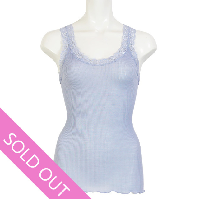 【Oscalito】【オスカリート】3410 シルクxウール レース付きタンクトップ　Light Blue