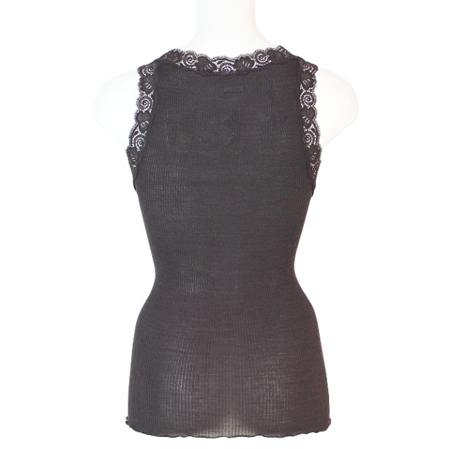 【Oscalito】【オスカリート】3410 シルクxウール レース付きタンクトップ　Moka