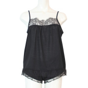 【ARTIMAGLIA】【アートマリア】　67501・67507 シルクＸウール　レース付きキャミソール＆タップパンツ　Black