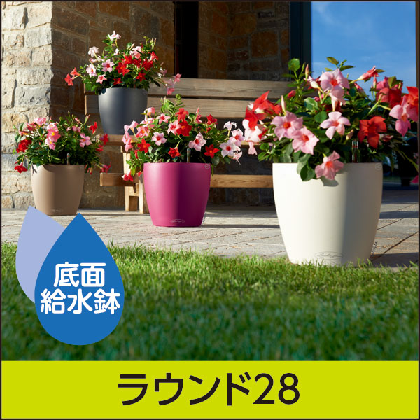 底面給水機能付きプランター【レチューザエコノミー】ラウンド28・LECHUZA・プラスチック製