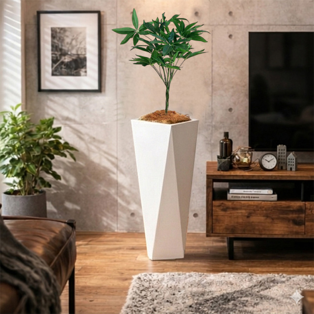 パキラH130cm 鉢セット（ダイアモンド72）｜届いてすぐ飾れるデザインプランター&フェイクグリーン 人工樹木