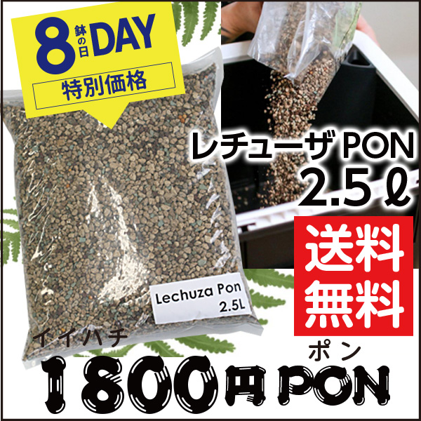 ★送料無料★8の日セール限定【LECHUZA】レチューザ・ポン（クレイ）2.5リットル・イイハチの日限定1800円PONパック