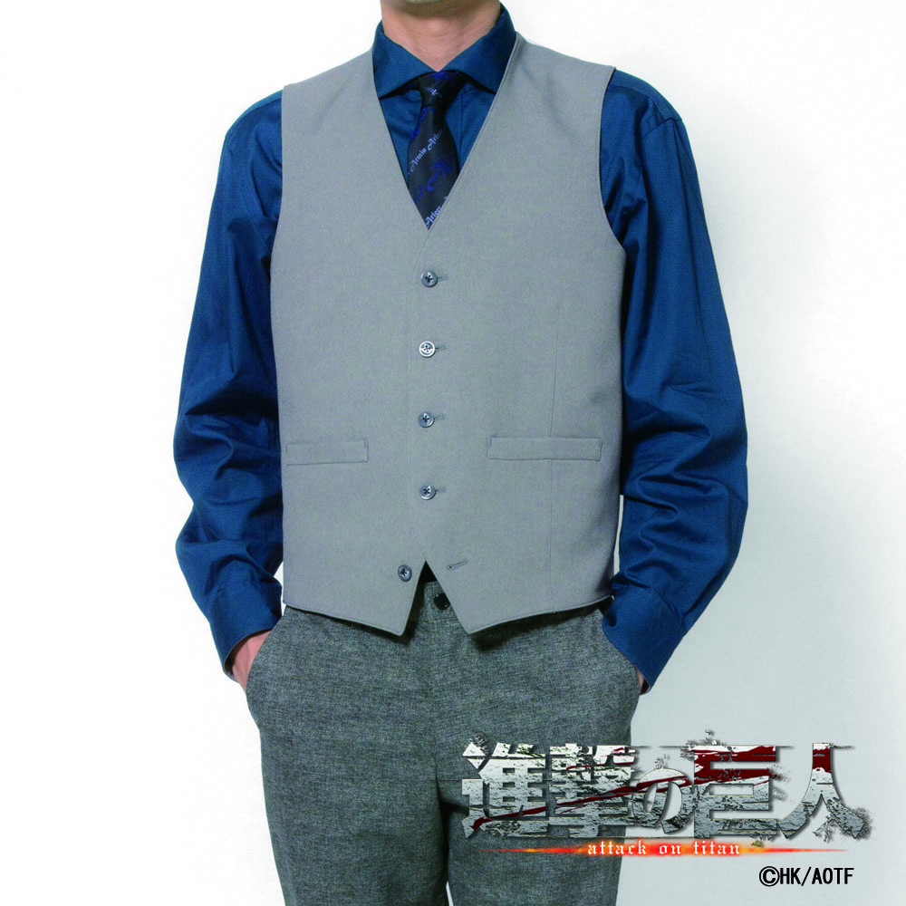 メンズアウター[TVアニメ『進撃の巨人』] ベスト 調査兵団大ネーム 「自由の翼」刻印釦 グレー 標準型 CBAT01-02