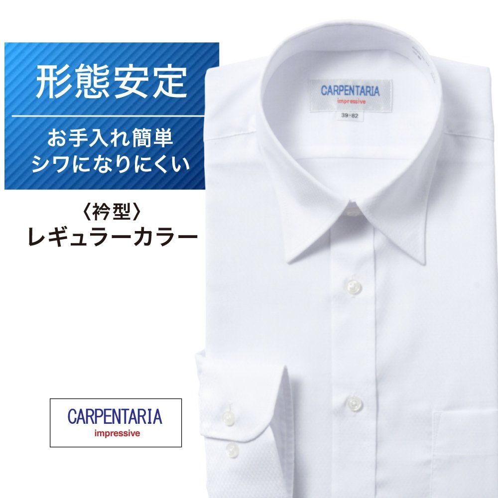 ワイシャツ[CARPENTARIA] レギュラーカラー ホワイトドビーチェック 形態安定 標準型 DAPC15-07