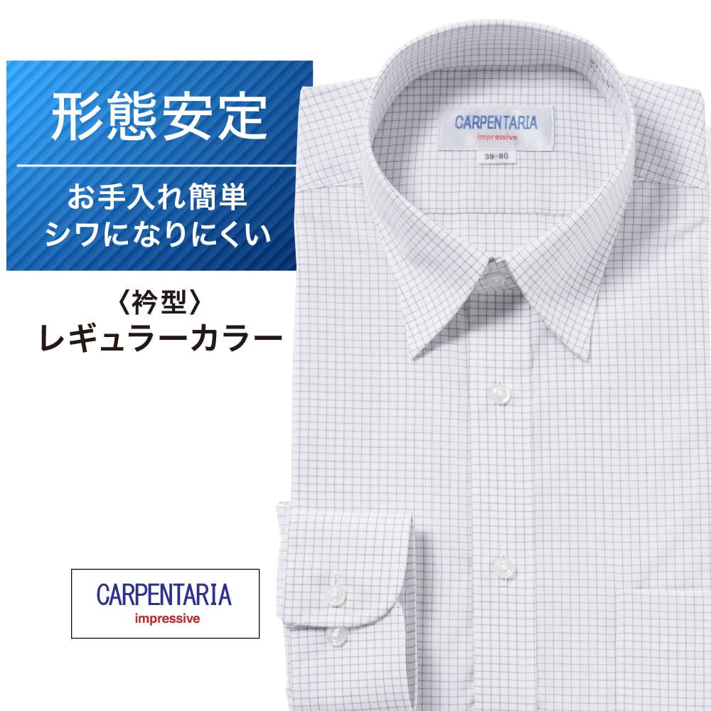 ワイシャツ[CARPENTARIA] レギュラーカラー ブラックチェック ドビーストライプ 形態安定 標準型 DAPC15-43