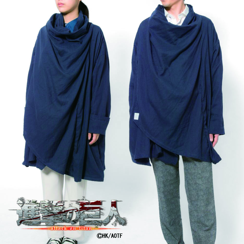 メンズアウター[TVアニメ『進撃の巨人』] シャツカーディガン 「自由の翼」刻印釦 UNISEX ネイビー ゆったり型 EOAT16-01