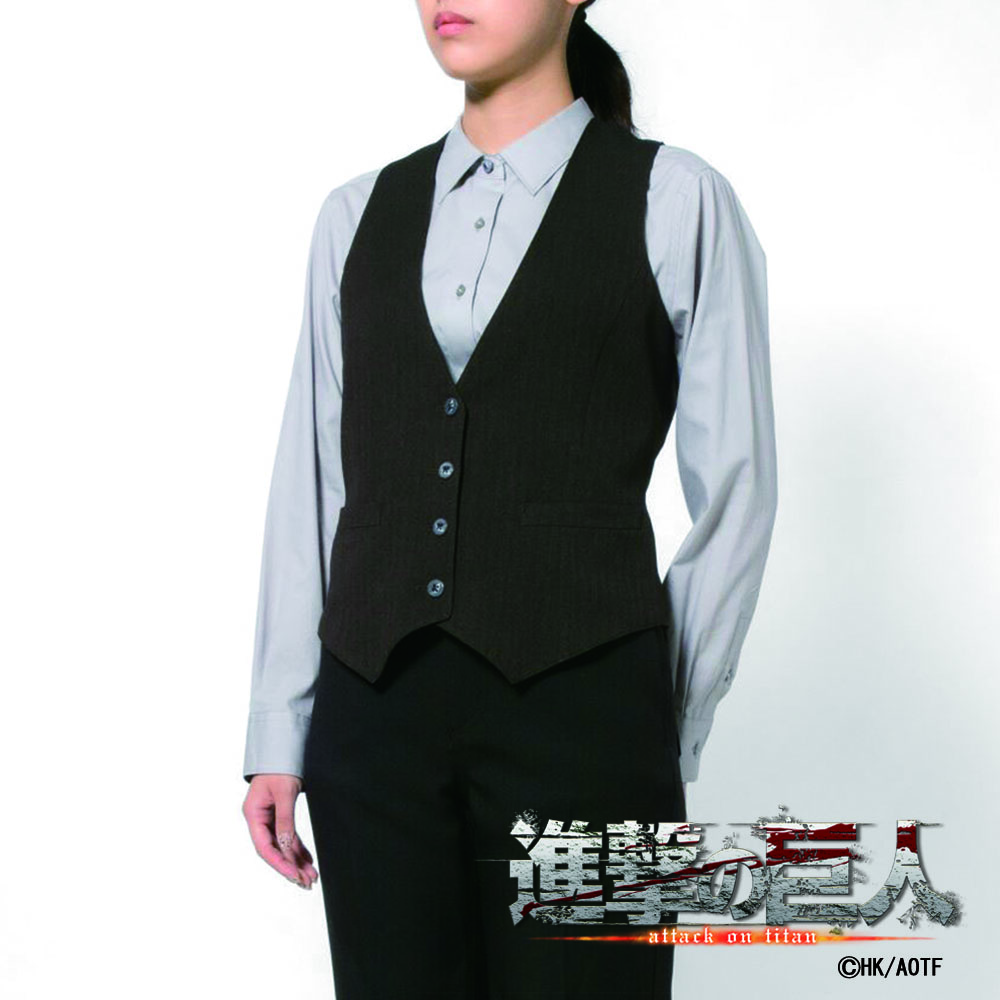 レディース[TVアニメ『進撃の巨人』] ベスト 「自由の翼」刻印釦 ブラウン 標準型 NBAT02-01