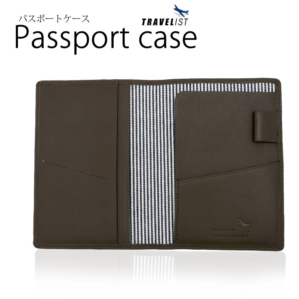 [TRAVELIST] パスポートケース ブラウン 140mm×104mm×6mm P93TVR004