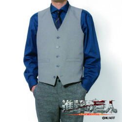 メンズアウター[TVアニメ『進撃の巨人』] ベスト 調査兵団大ネーム 「自由の翼」刻印釦 グレー 標準型 CBAT01-02