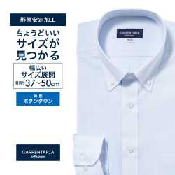 ワイシャツ[CARPENTARIA] ボタンダウン ライトブルー×ヘリンボーン 形態安定 標準型 DAPC16-46